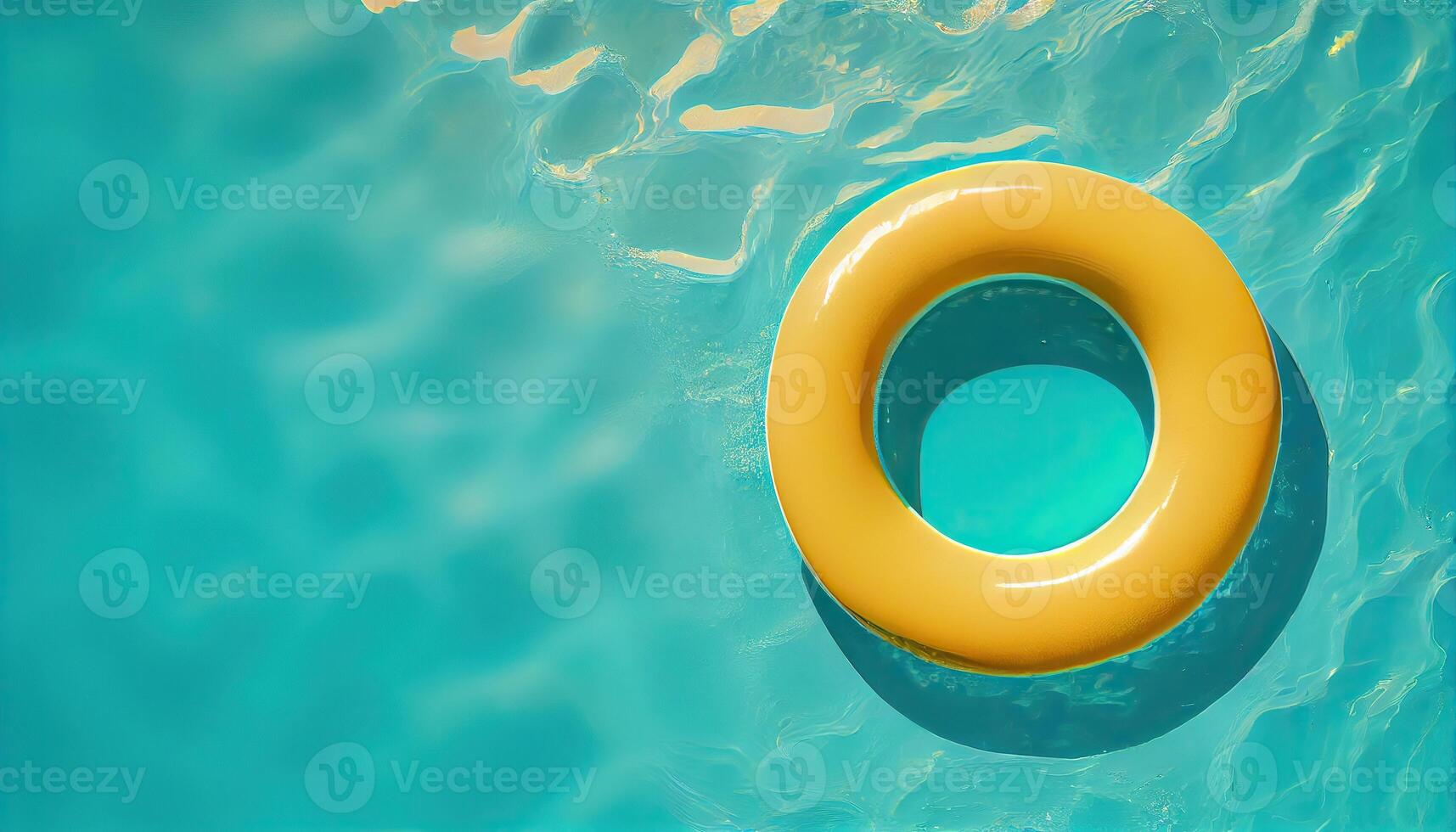 generativ ai Illustration von Wasser Schwimmbad Sommer- Hintergrund mit Schwimmbad schweben Ring. Sommer- Blau aqua texturiert Hintergrund foto