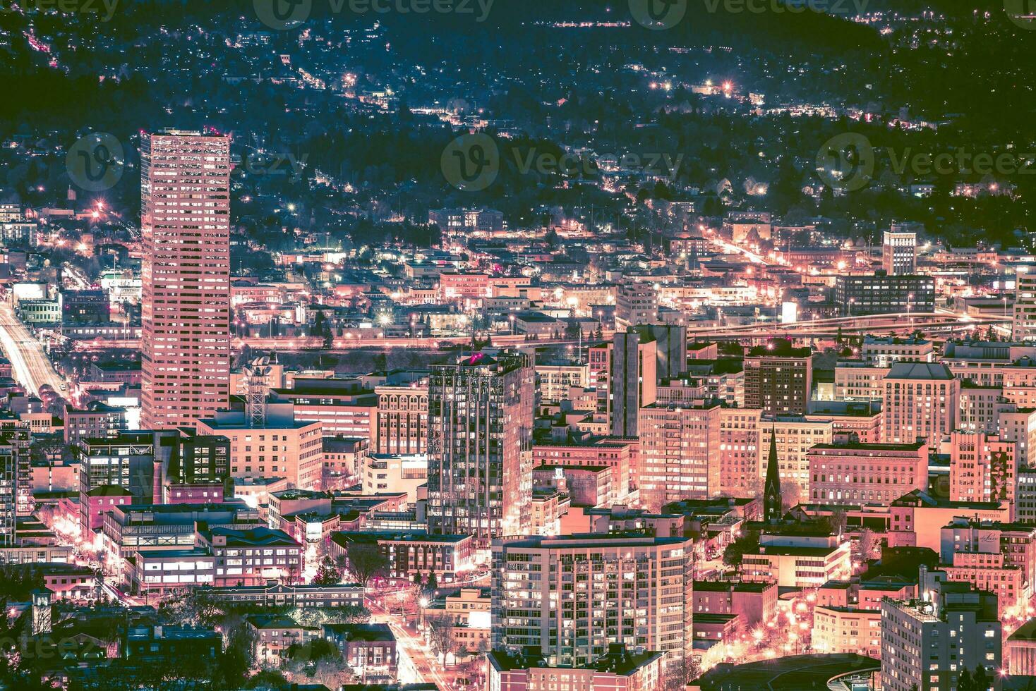 Portland beim Nacht Horizont foto