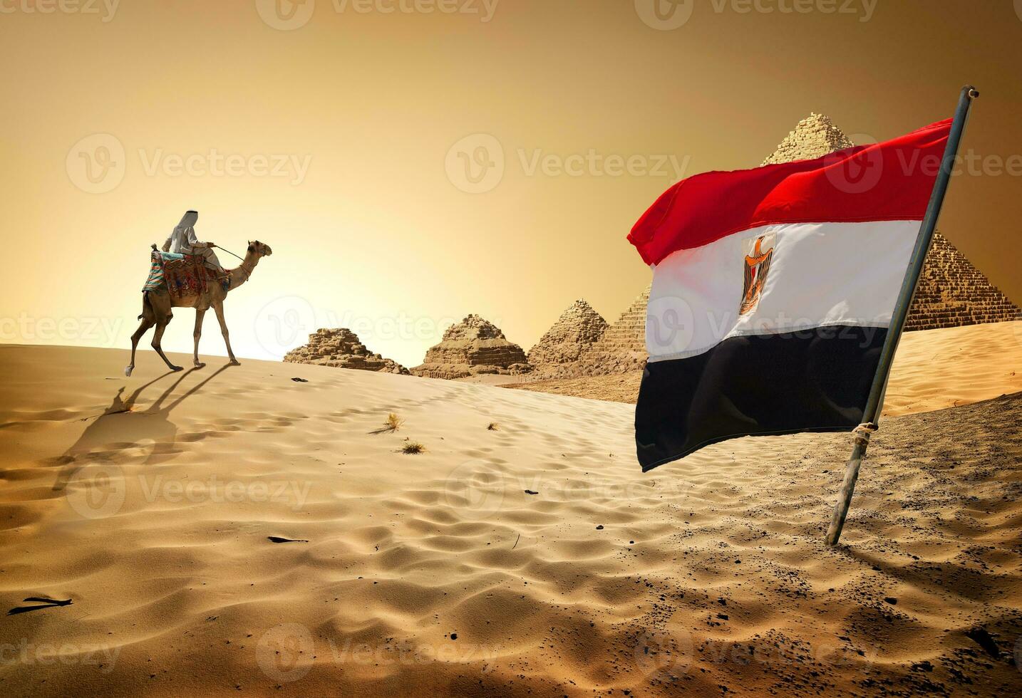 Flagge Pyramiden im Wüste foto
