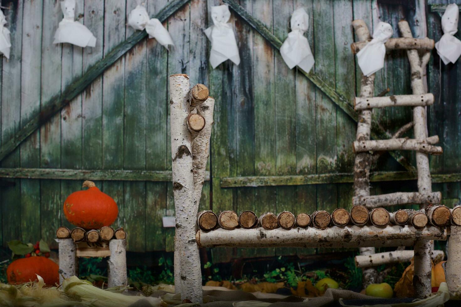 Halloween unheimlich Hintergrund im Landschaft Haus. foto