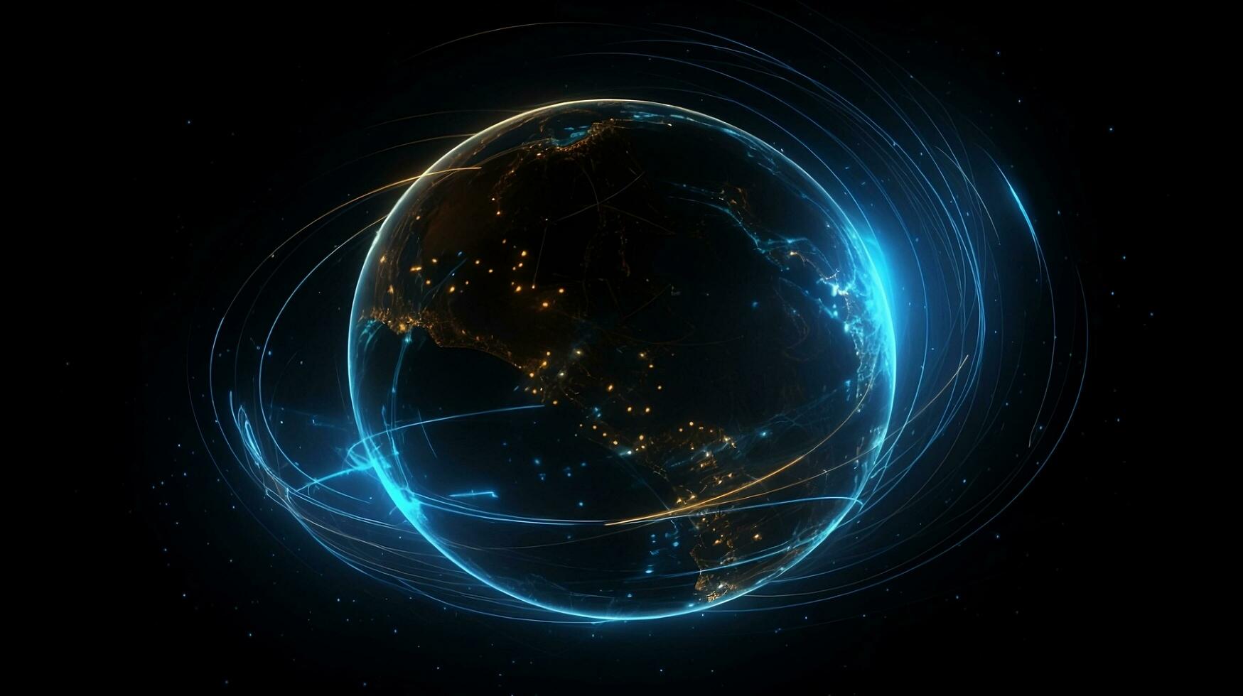 Zukunft Welt global Netzwerk Verbindung. Internet und Technologie abstrakt hintergrund.ai generieren foto