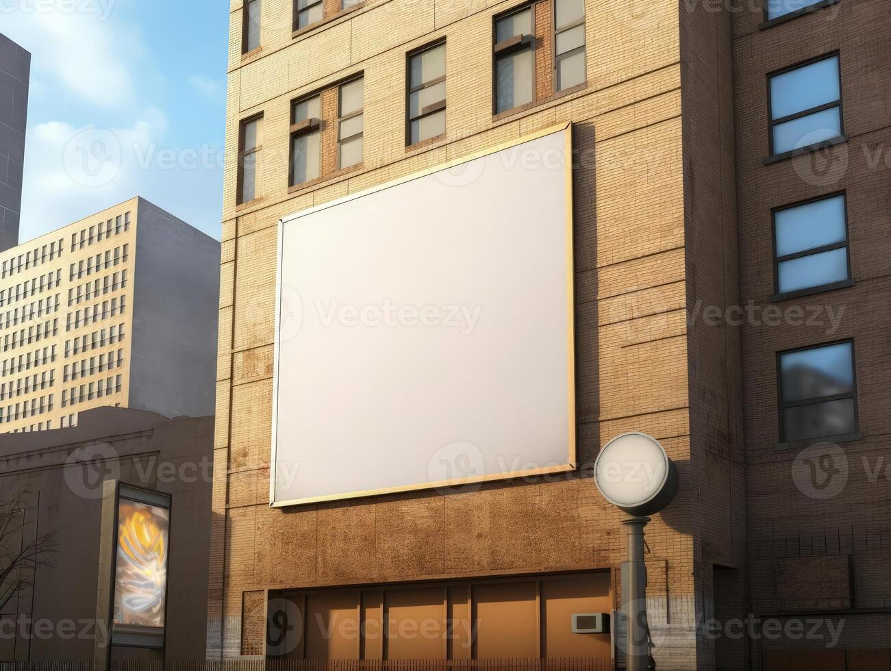 leer spotten oben Zeichen auf das Gebäude, Werbung Tafel zum Anzeige. generativ ai foto