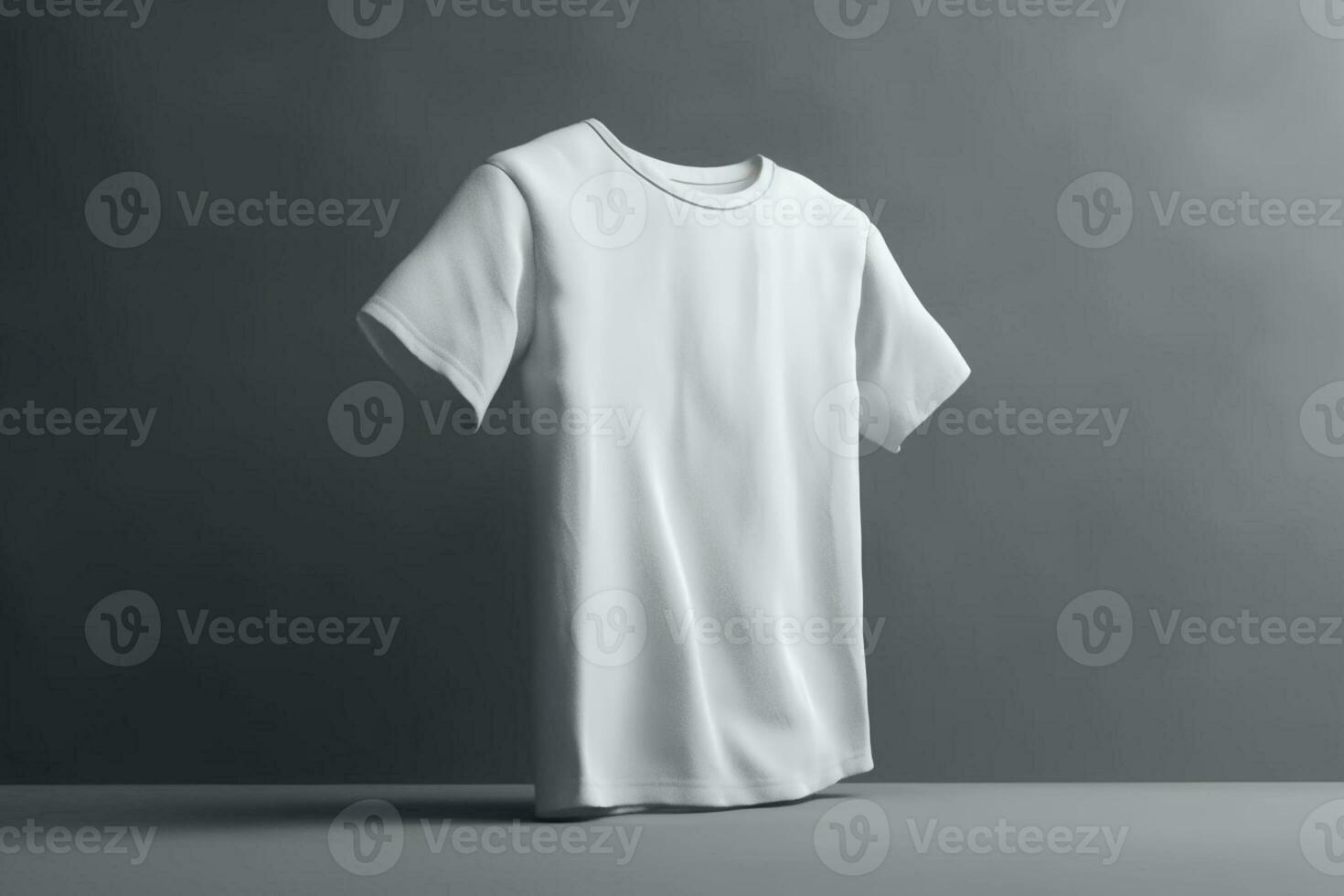 Einfachheit beim es ist am besten, 3d leeren Weiß T-Shirt Attrappe, Lehrmodell, Simulation auf neutral Hintergrund, 3d machen ai generiert foto