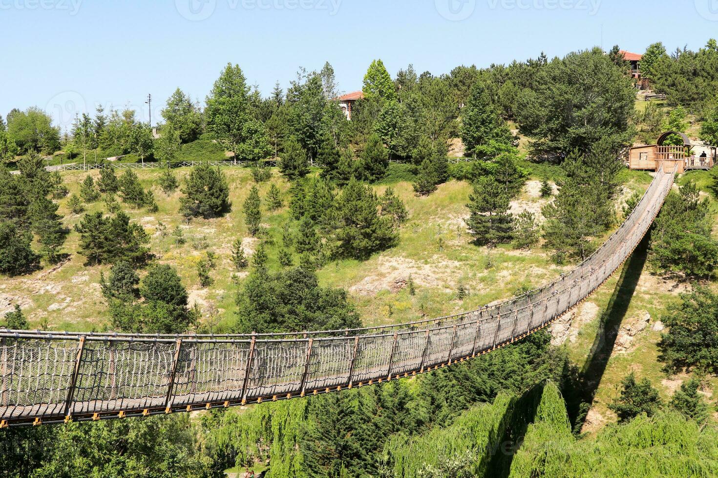 Suspension Brücke auf Natur abstrakt Hintergrund auf Parkim Freien foto