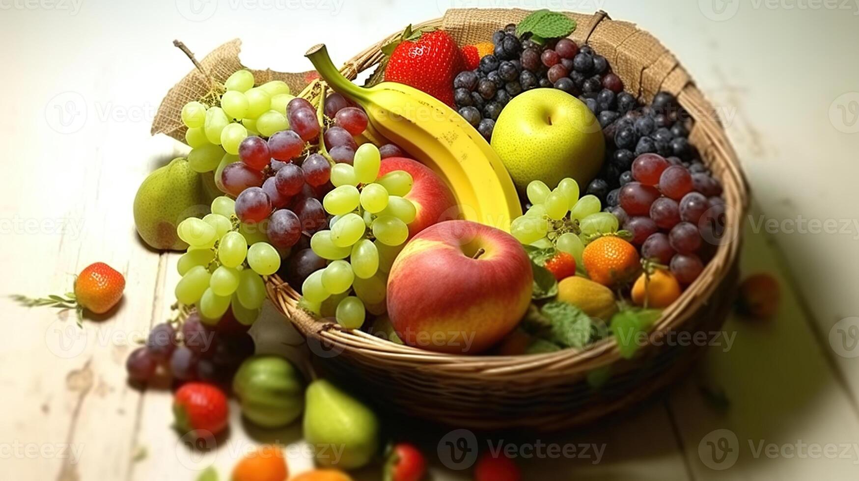 Horn von viel gefüllt mit Frucht. generativ ai foto