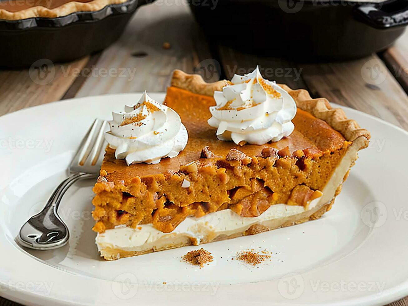 ai generiert. Herbst. frisch Süss hausgemacht traditionell festlich amerikanisch Kürbis Kuchen zum das Erntedankfest, Ernte Fest bereit zu essen. Nachtisch. Konzept - - Symbol von Urlaub, Tradition, köstlich Essen, Zuhause foto