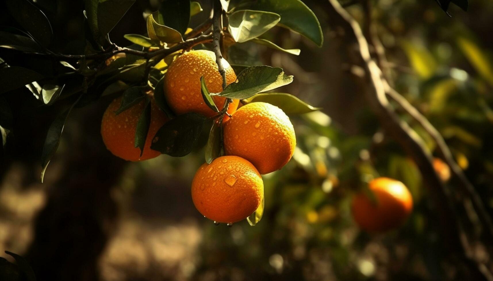 Frische von Zitrusfrüchte Obst auf ein Grün Blatt im Natur generiert durch ai foto