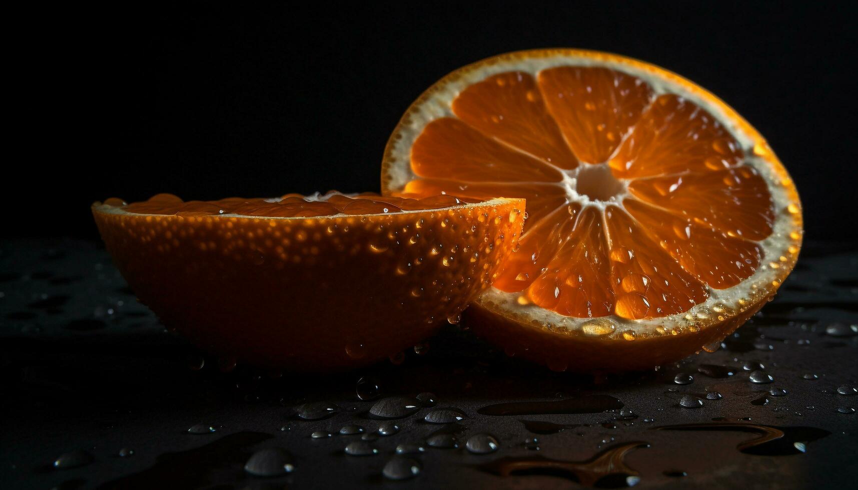 Frische von Zitrusfrüchte Obst spiegelt Natur reif, gesund, organisch Erfrischung generiert durch ai foto