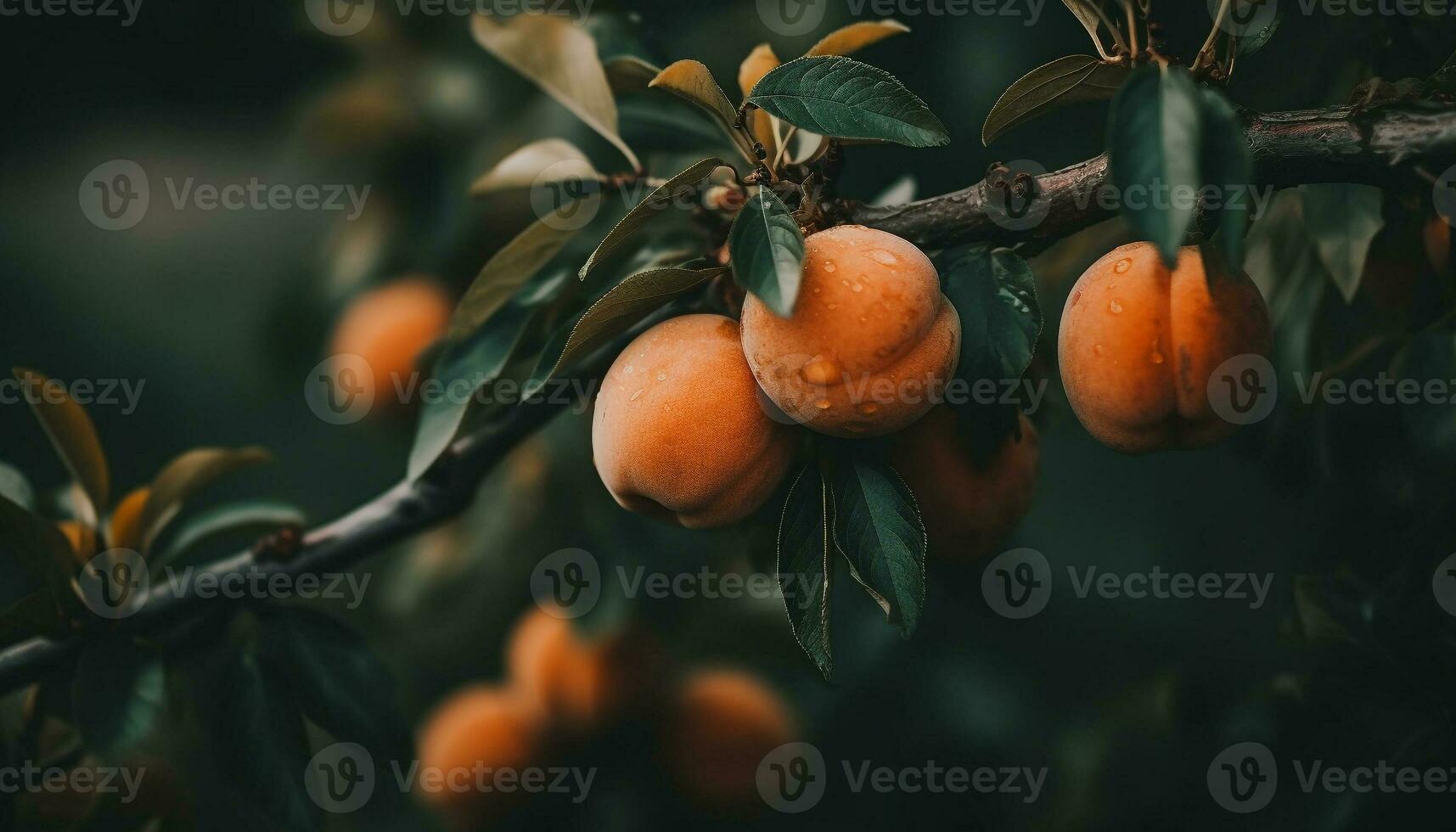 Frische von organisch Frucht, hängend auf Baum, Schönheit im Natur generiert durch ai foto