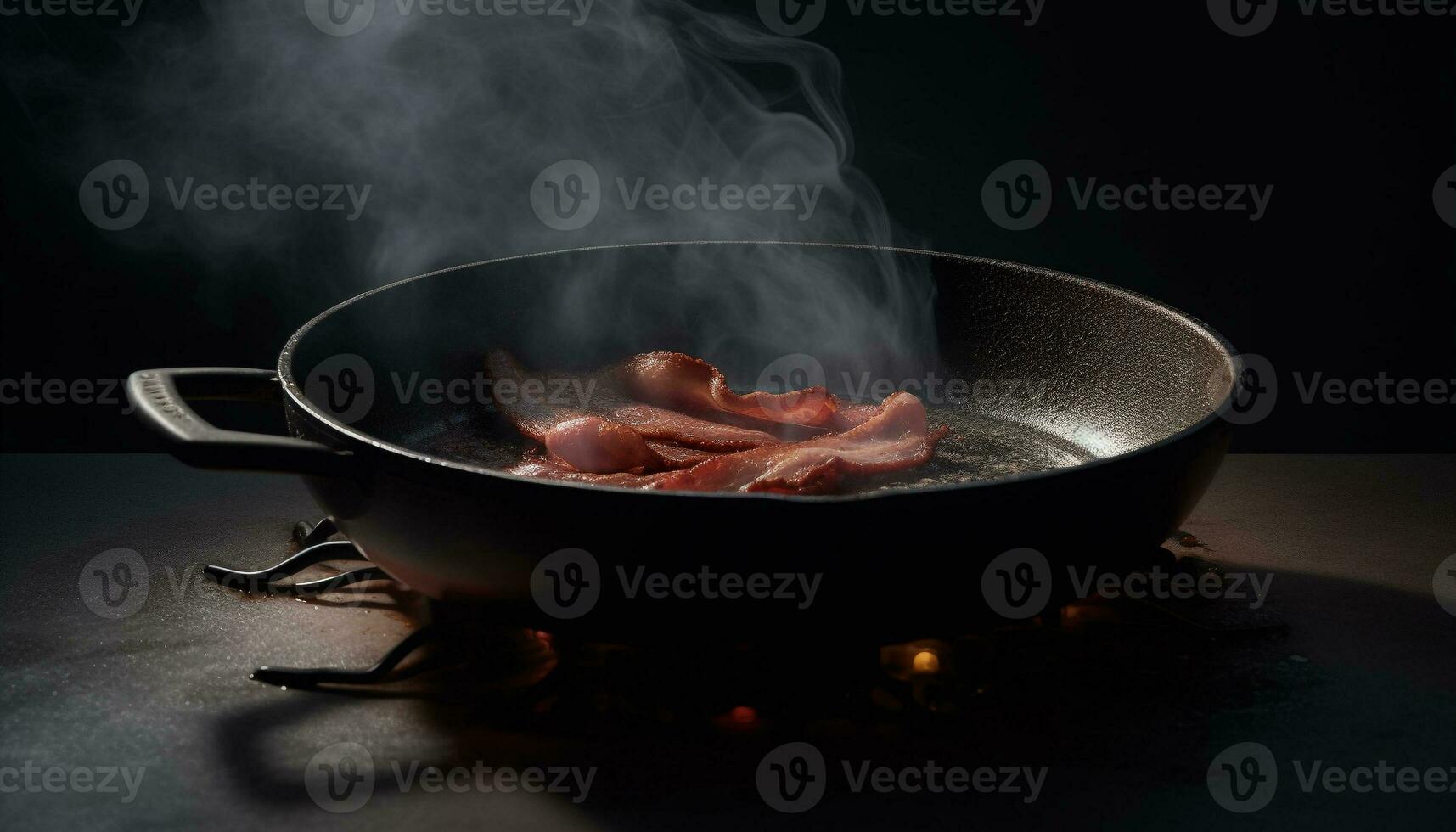gegrillt Schweinefleisch Steak brutzelnd auf Besetzung Eisen generiert durch ai foto