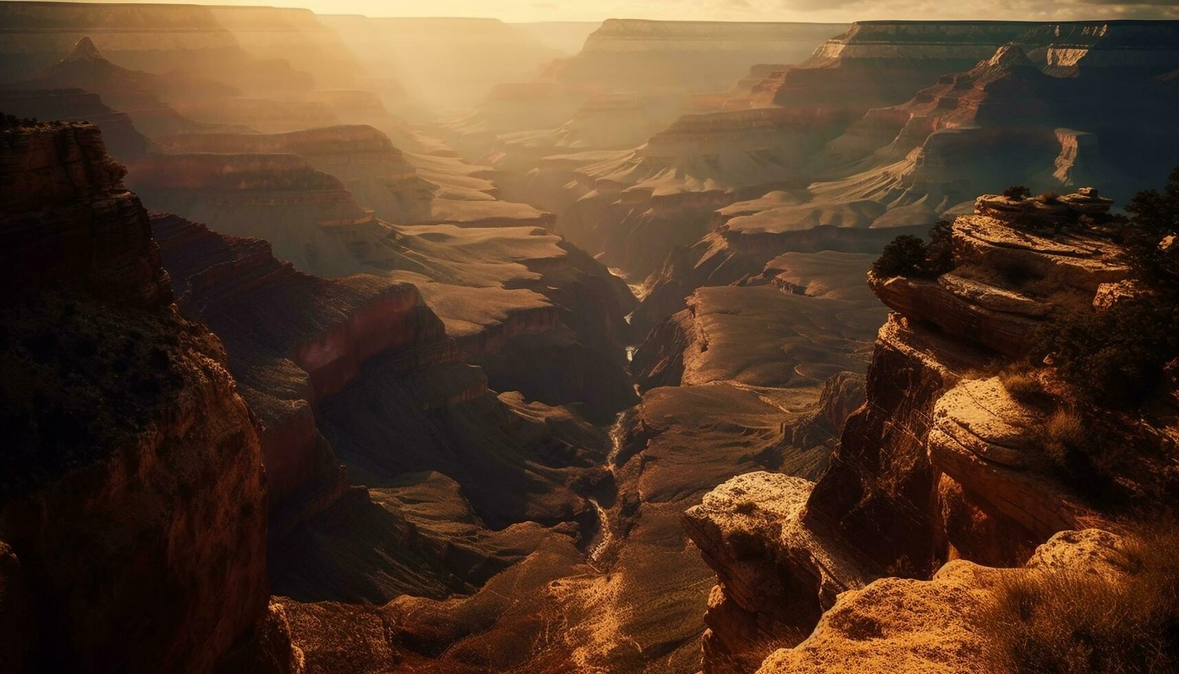 majestätisch Sonnenaufgang Über erodiert Sandstein Cliff Formation generiert durch ai foto