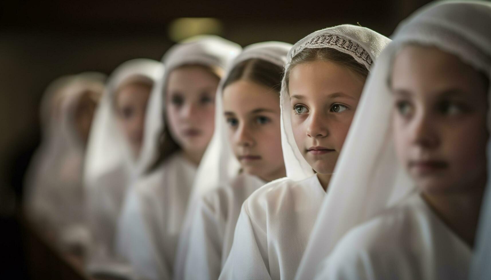 kaukasisch Kinder im Uniform lächelnd und Lernen generiert durch ai foto