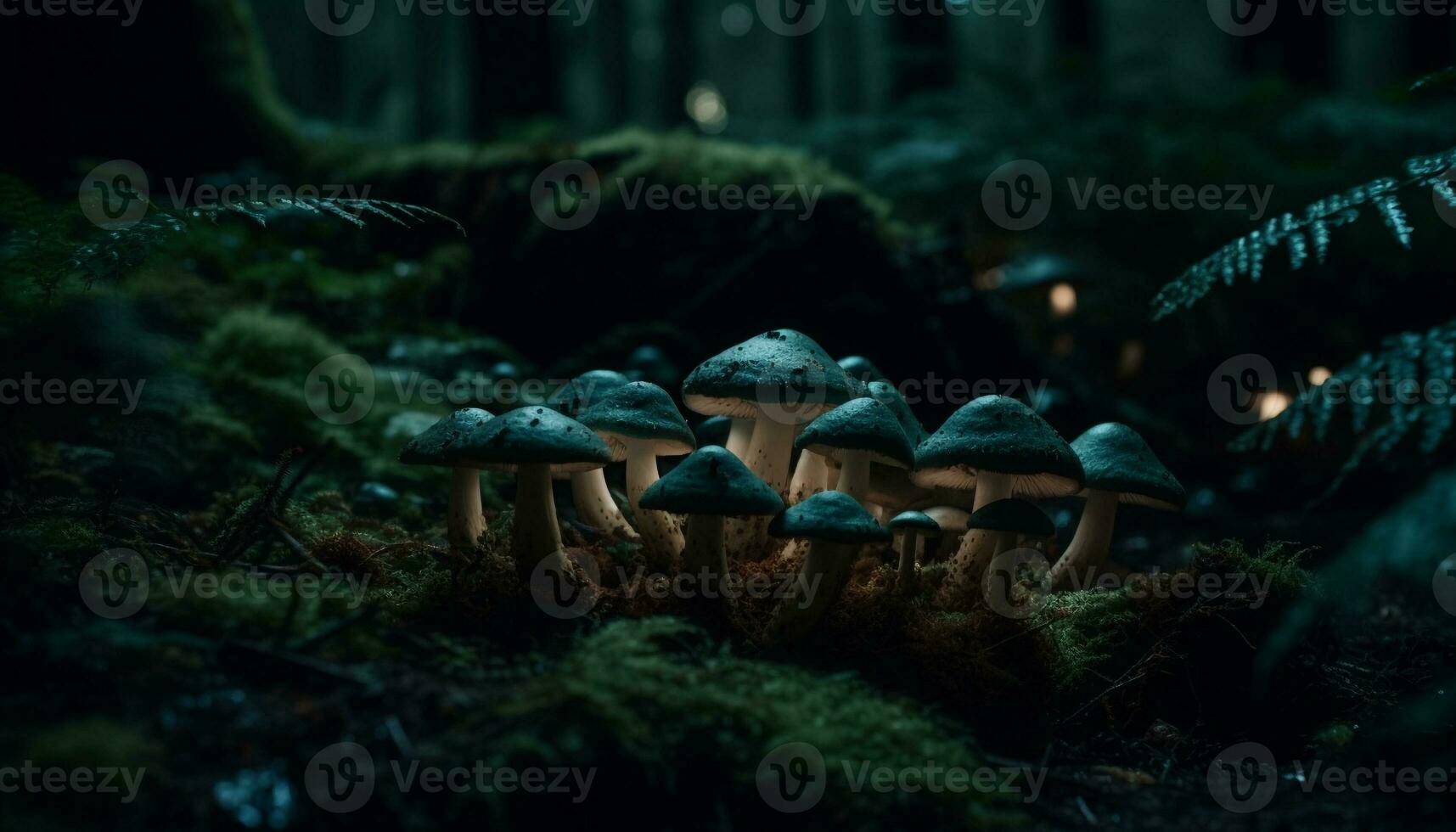 essbar Pilz wächst im unkultiviert Wald Schönheit generiert durch ai foto