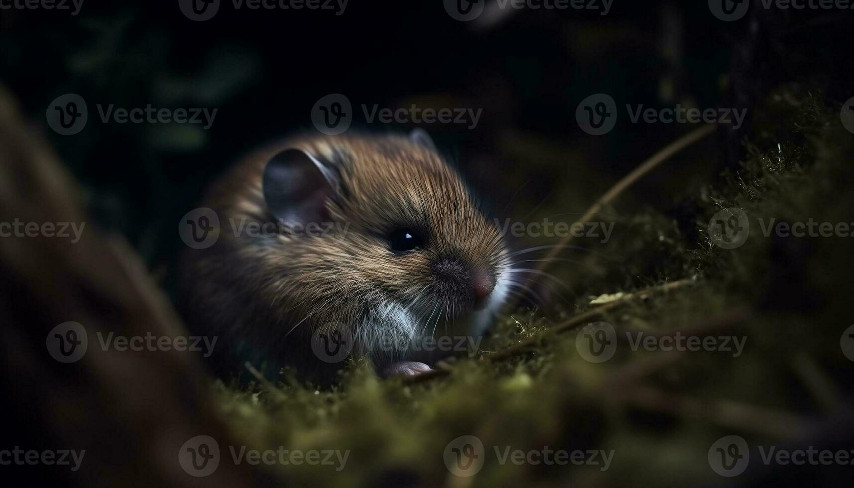 flauschige klein Säugetier Sitzung im Grün Gras generiert durch ai foto