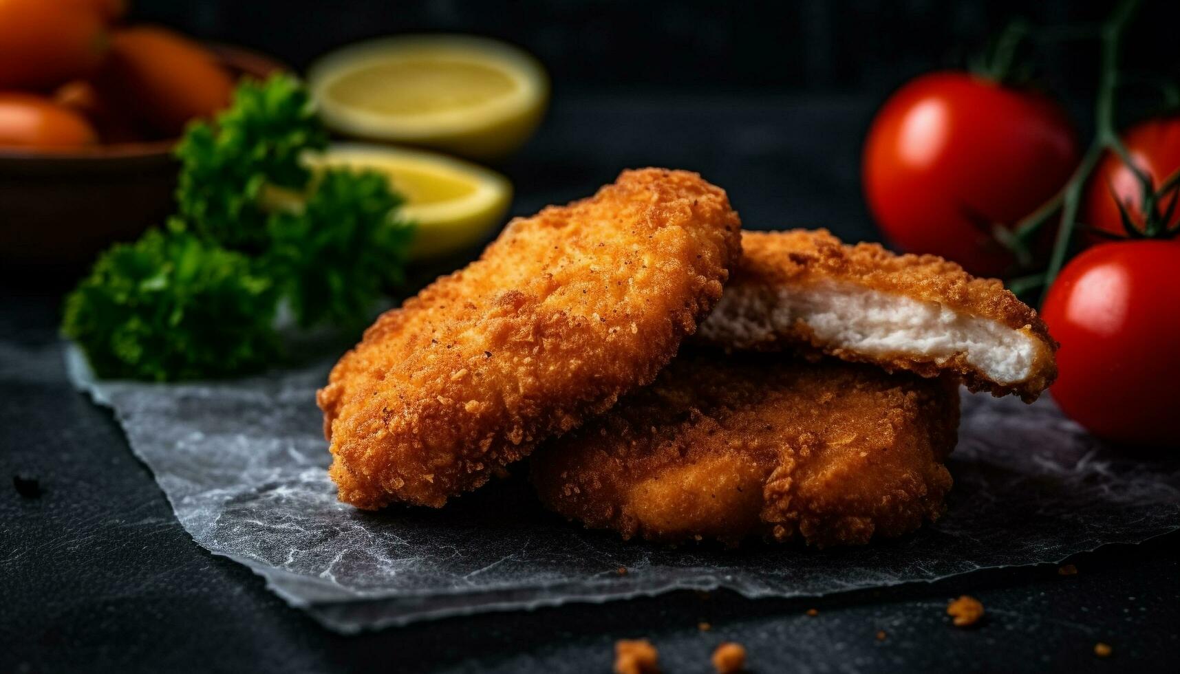 rustikal Teller von hausgemacht gebraten Fleischklößchen und Salat generiert durch ai foto