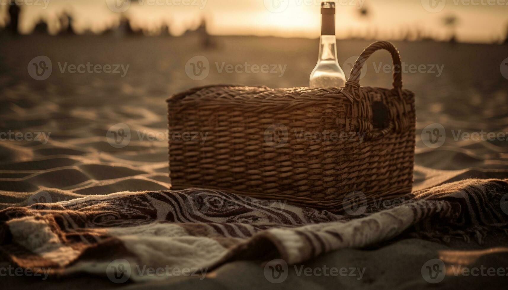 Sommer- Picknick Wein, Essen, Entspannung, Natur Schönheit generiert durch ai foto