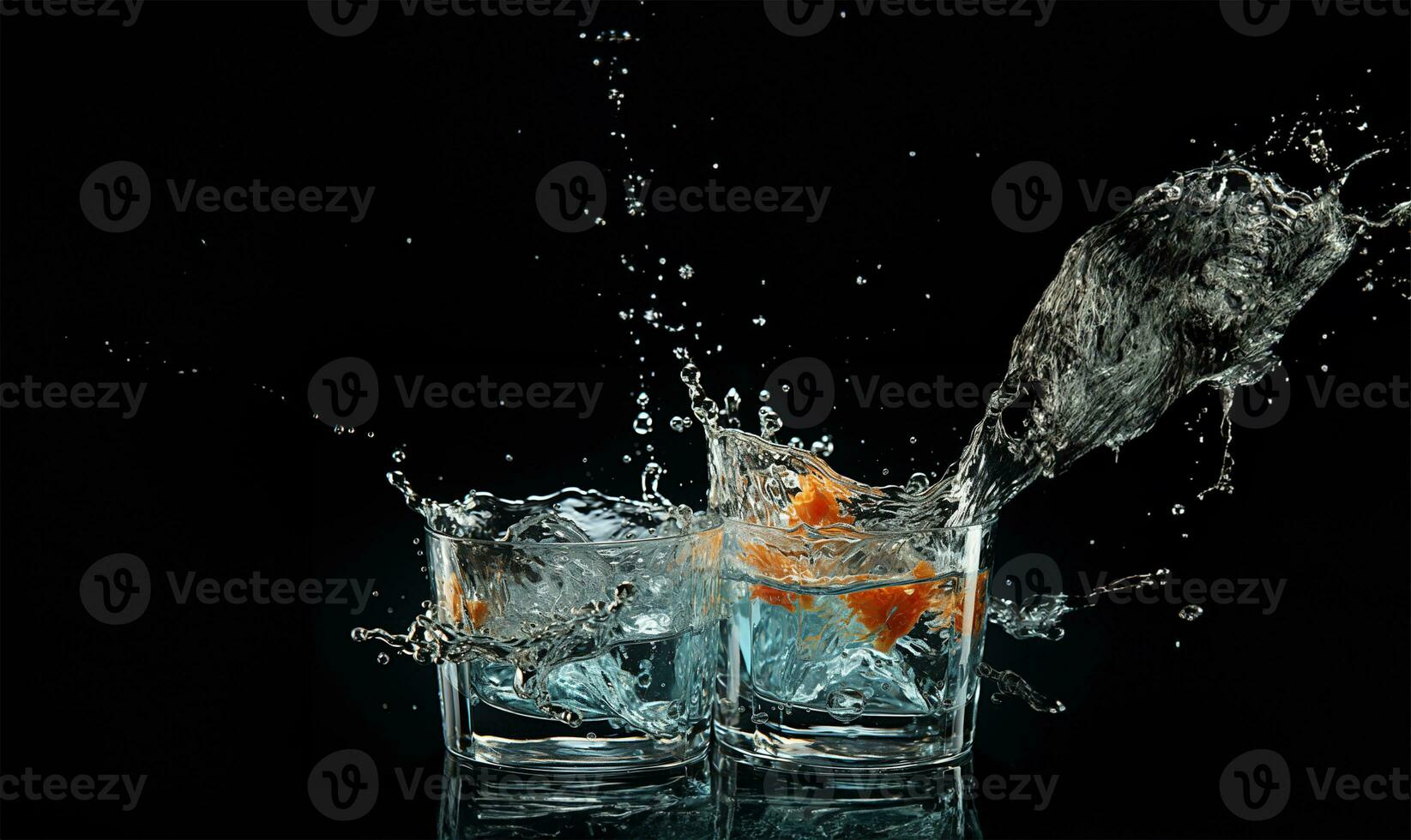Glas in welche Wasser ist spritzen. ai generiert foto