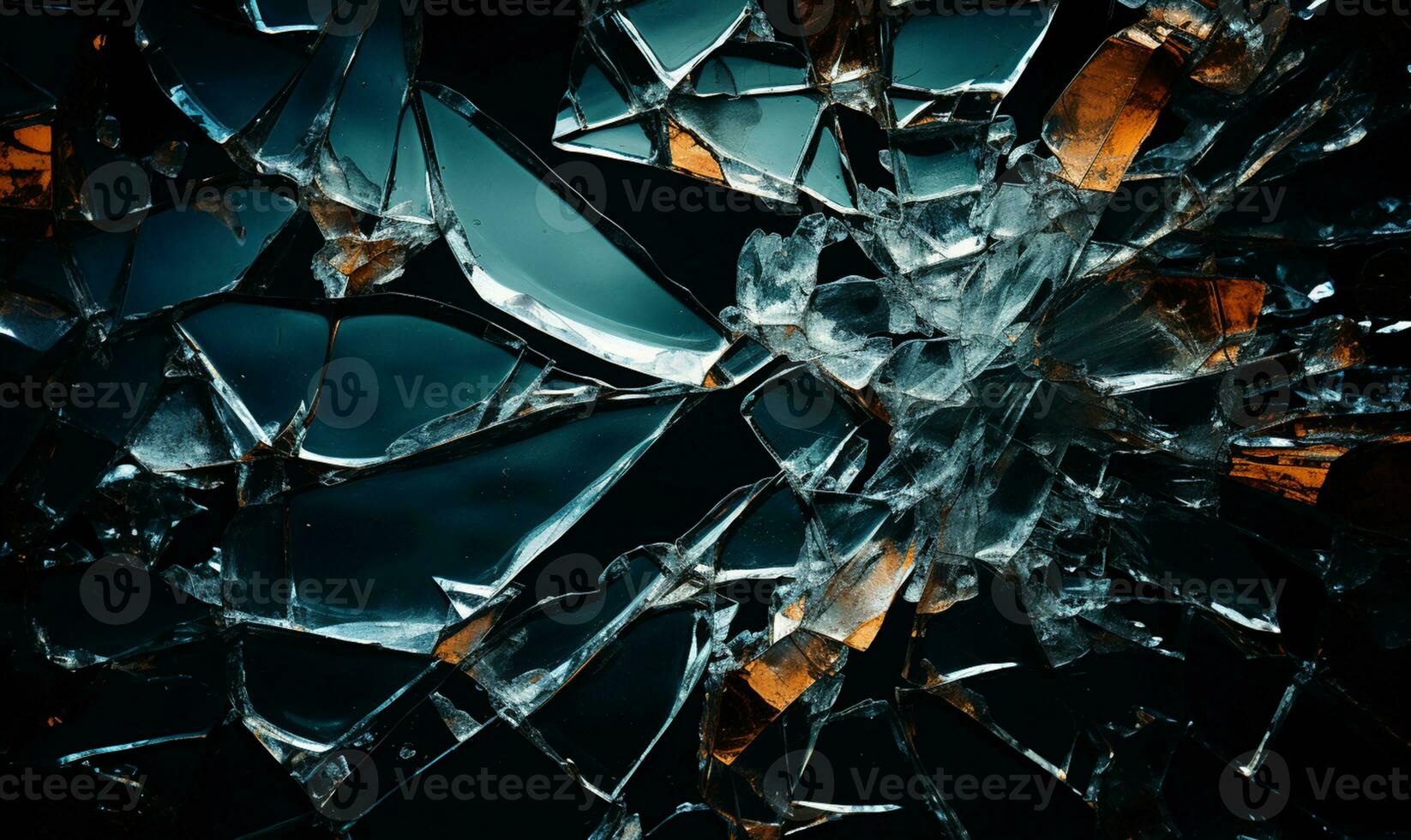 ein geknackt Glas Objekt auf ein schwarz Hintergrund. ai generiert foto