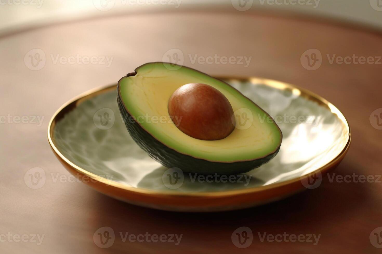 saftig köstlich Avocado Lügen auf ein schön Platte, ai generiert foto