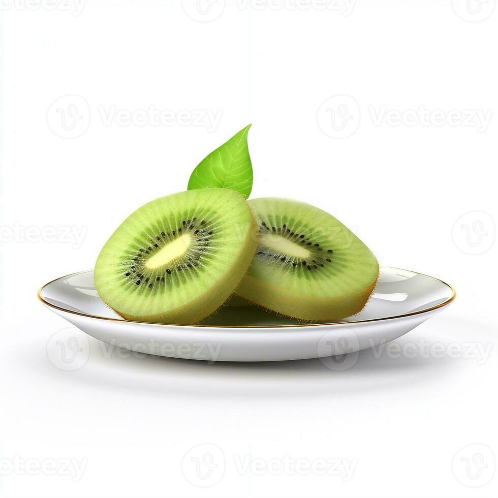 saftig köstlich Kiwi Lügen auf schön Platte, ai generiert foto