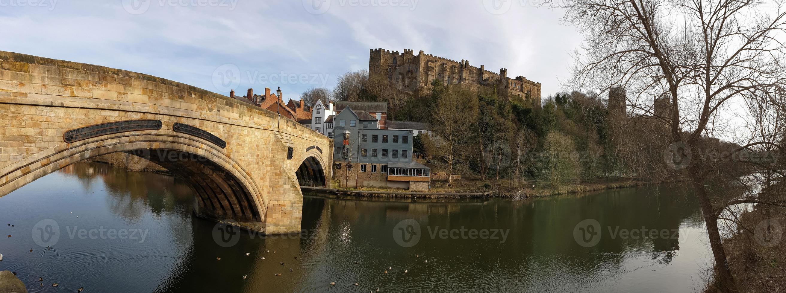 Panorama von Durham Framwellgate Bridge, Burg und Kathedrale, England, Großbritannien? foto