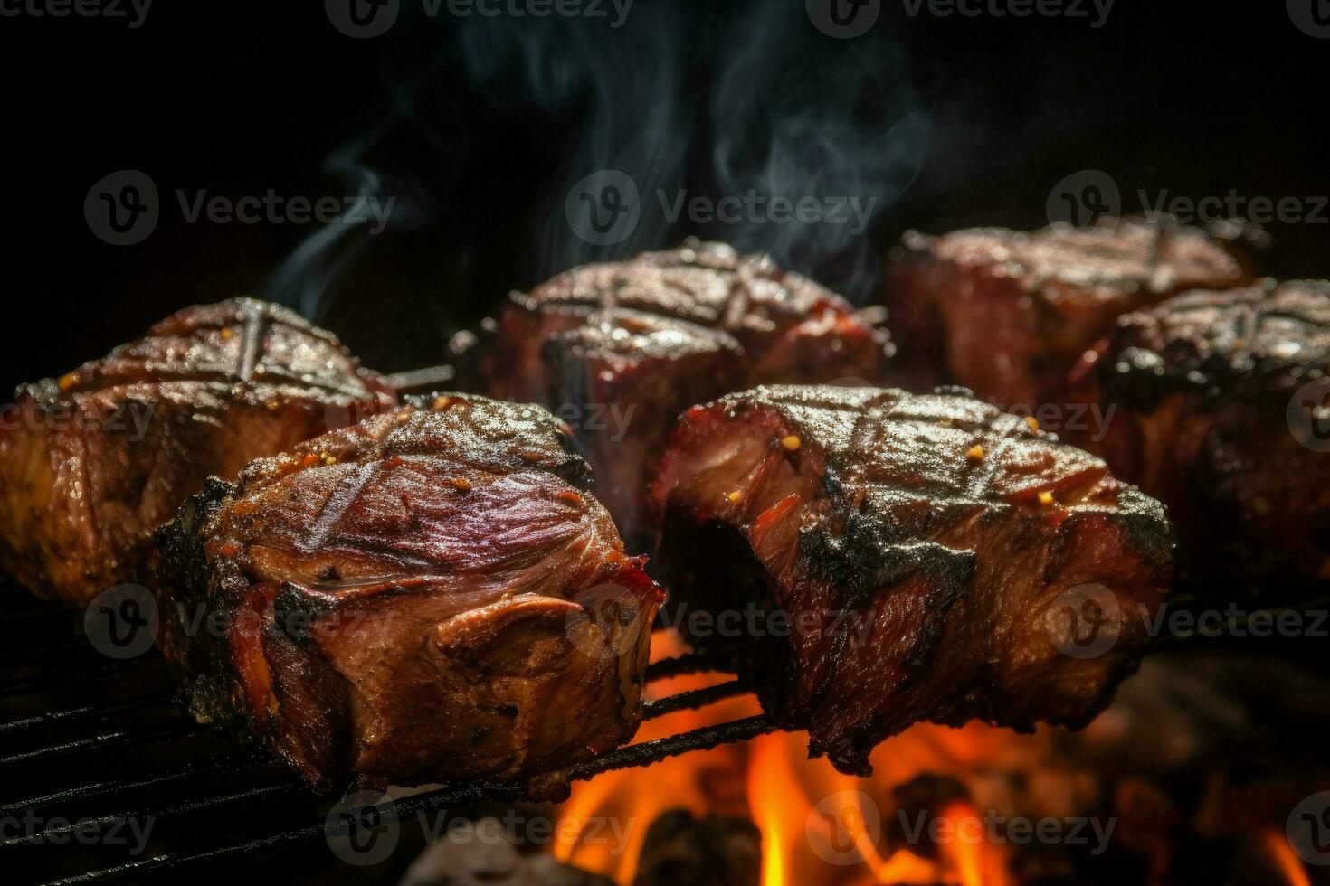 gegrillt Fleisch Feuer Lebensmittel. generieren ai foto