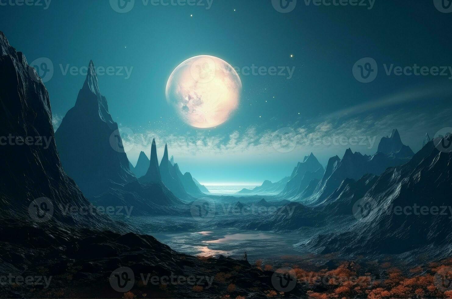 Fantasie Planet Landschaft Fiktion. generieren ai foto