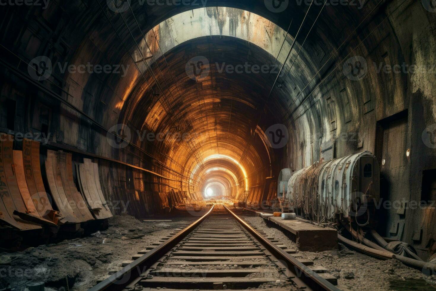 Tunnel unter Konstruktion Sicht. generieren ai foto
