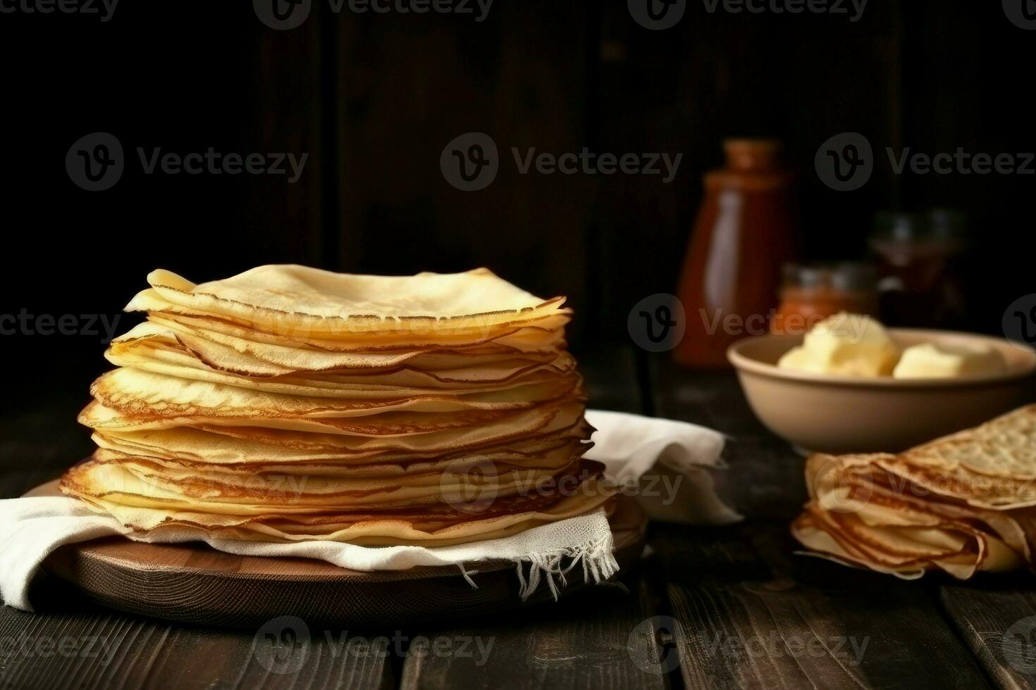 Stapel Crepes Platte. generieren ai foto