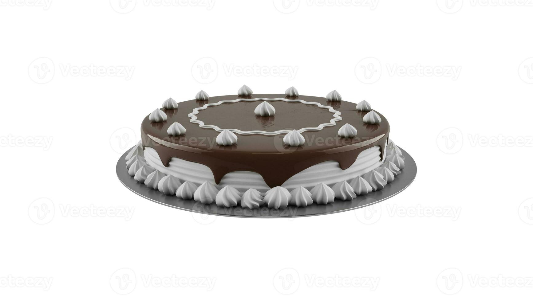 Bild von ein schön Schokolade Kuchen dekoriert mit Creme. 3d machen foto