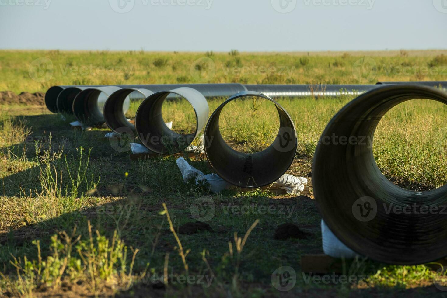 Gas Pipeline Konstruktion, la Pampa Provinz , Patagonien, Argentinien. foto