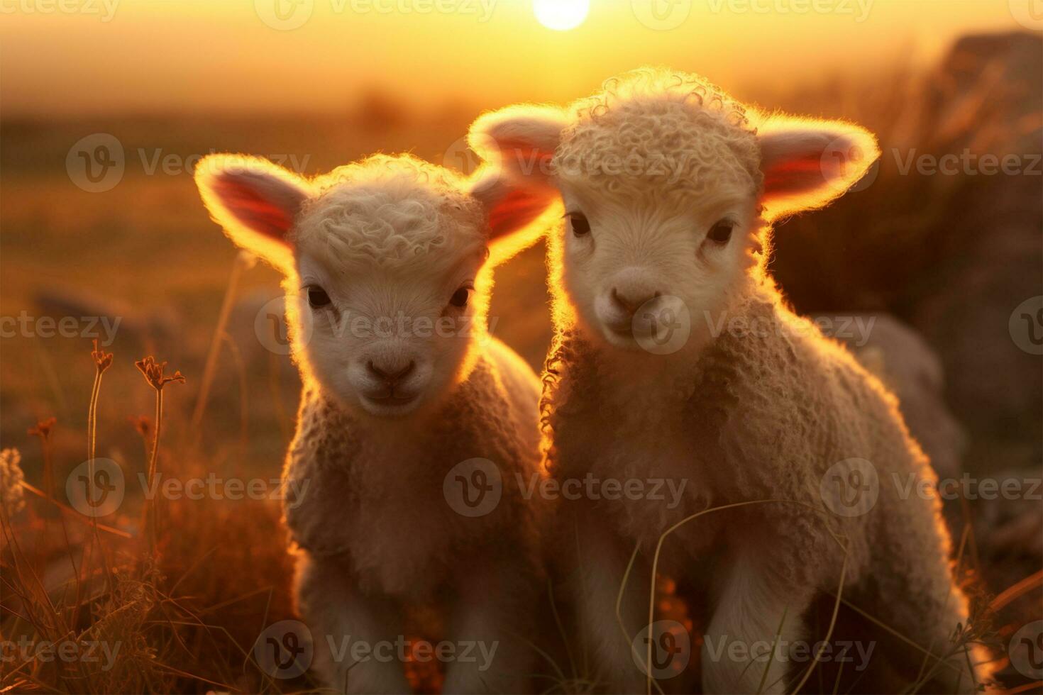 isländisch Schaf RAM mit großartig Korkenzieher Hörner gelegt im das Gras n Feld im warm Sonnenuntergang Licht , eid-al-adha Konzept foto