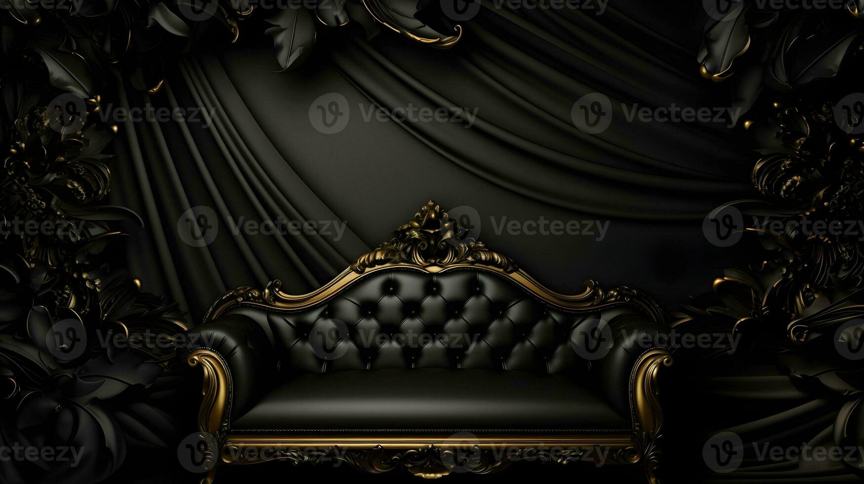 schwarz Luxus abstrakt Hintergrund mit Linien und Wellen golden elegant Textur Hintergrund generativ ai. foto