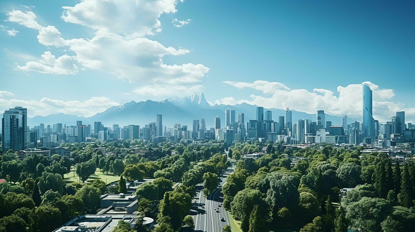 Stadt Panorama mit Wolkenkratzer Gebäude, Tageslicht gemacht durch ai generiert foto