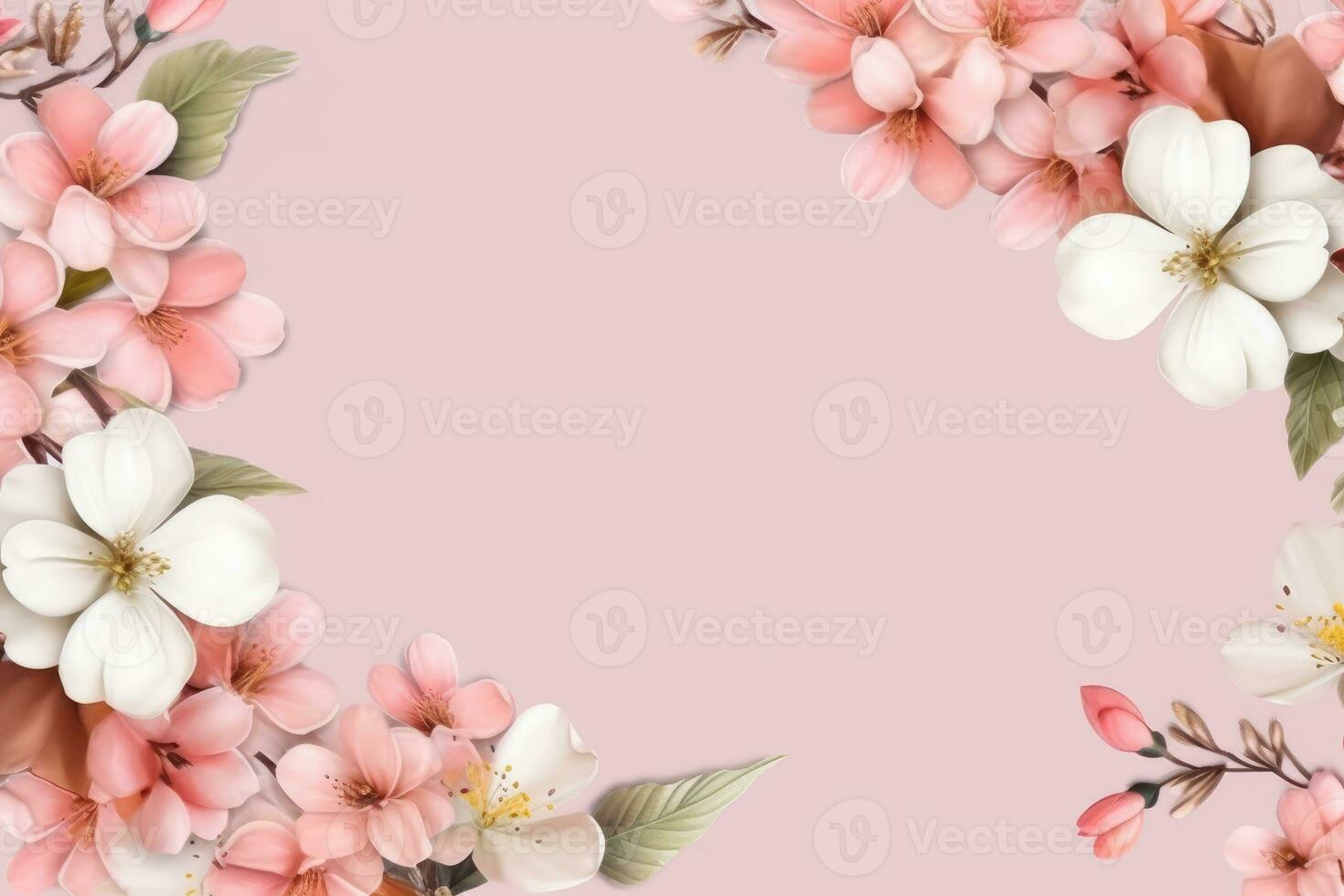 Blumen- Karte mit groß Blumen mit Platz zum Ihre Text. stilvoll Hintergrund mit Blumen. generativ ai foto