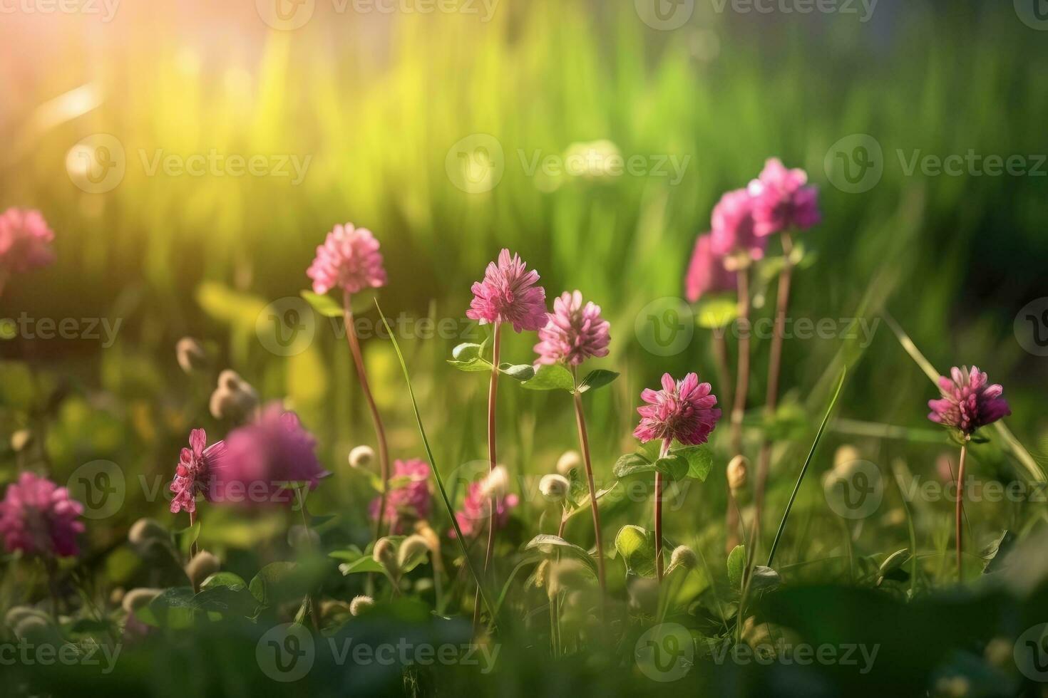 Kleeblatt Blumen im Natur auf ein natürlich hintergrund.generativ ai foto