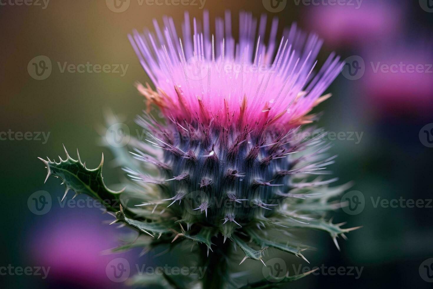 Milch Distel Blume schließen hoch. generativ ai foto