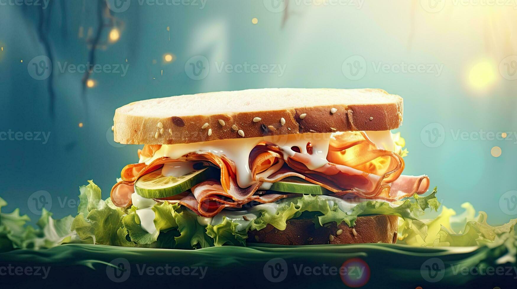 Sandwich. Netz Banner mit Kopieren Raum. generativ ai foto