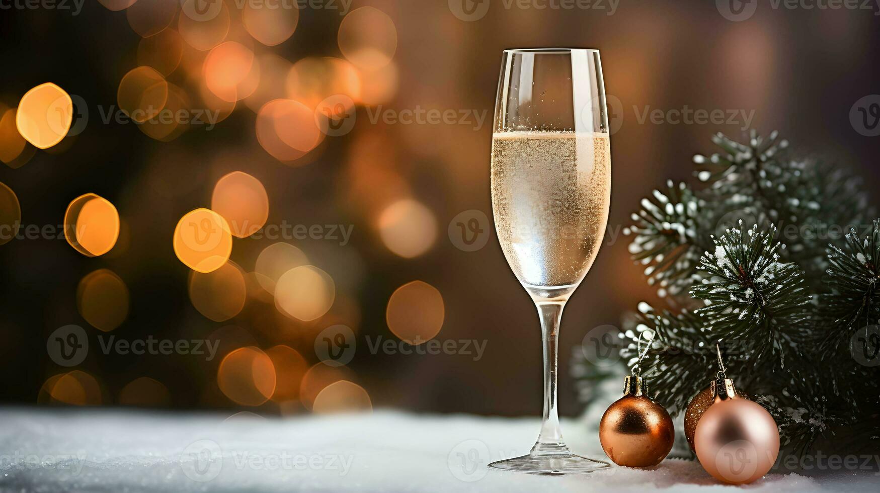 Glas von Champagner. Weihnachten Nacht, Neu Jahr Vorabend. ai generiert Bild foto