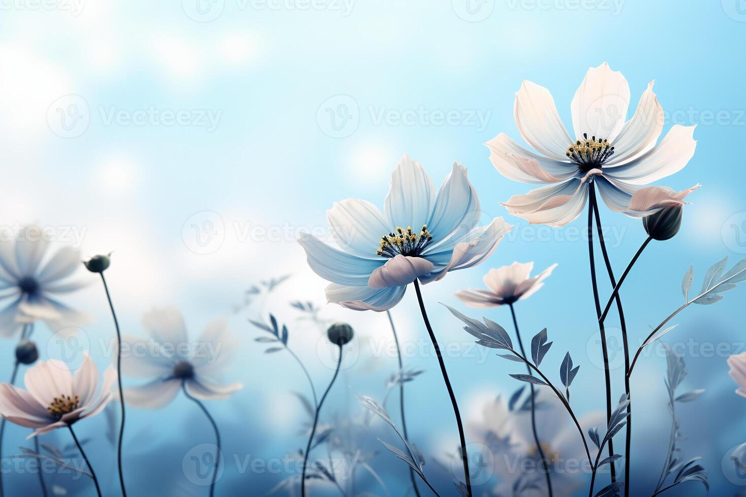 schön Sanft Blau Blumen- Pastell- Hintergrund, hd, Nein Text, Nein Schreiben, Nein Linien, Nein Wasserzeichen. ai generativ foto