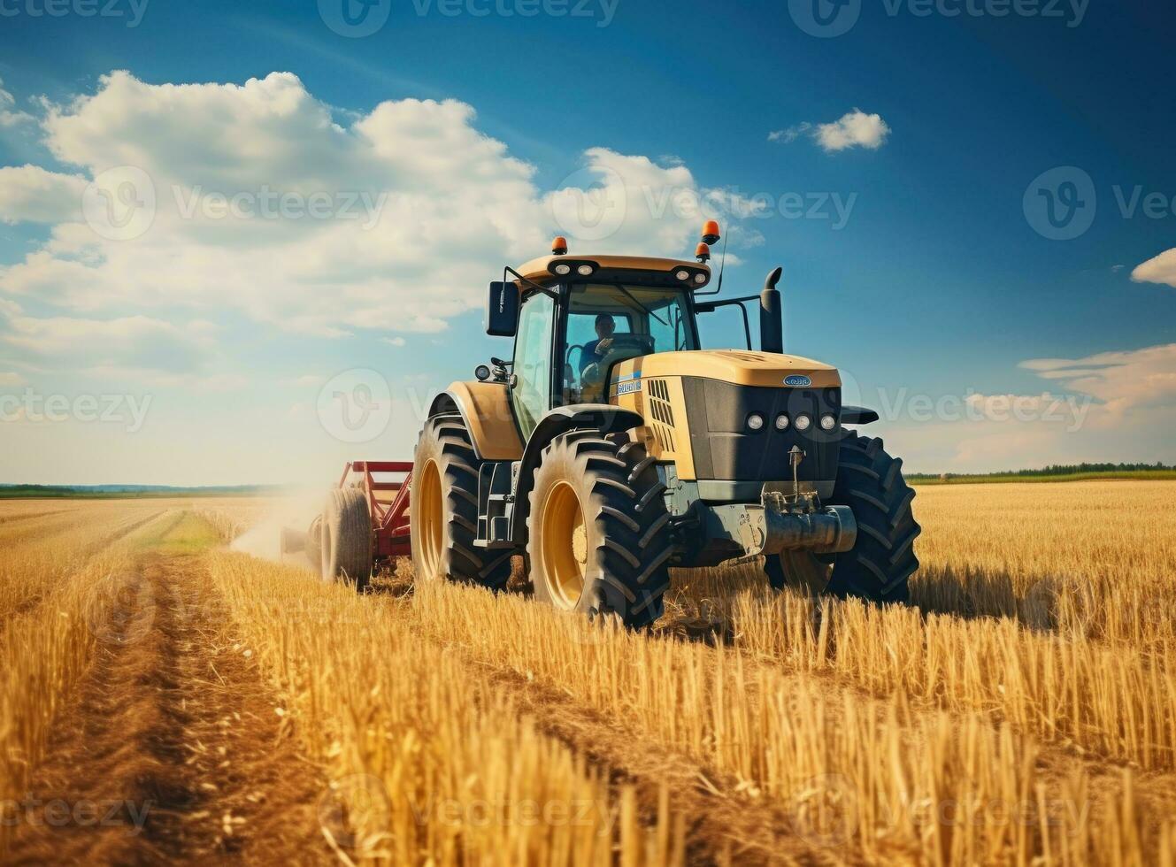 kombinieren Mähdrescher im ein Weizen Feld foto