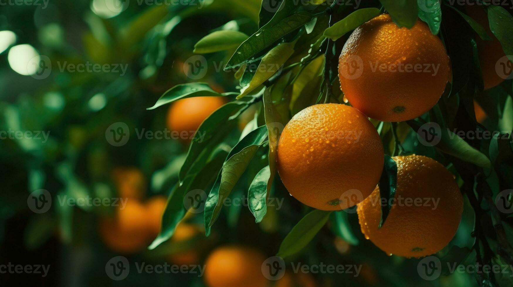 Orangen auf Baum ai generiert foto