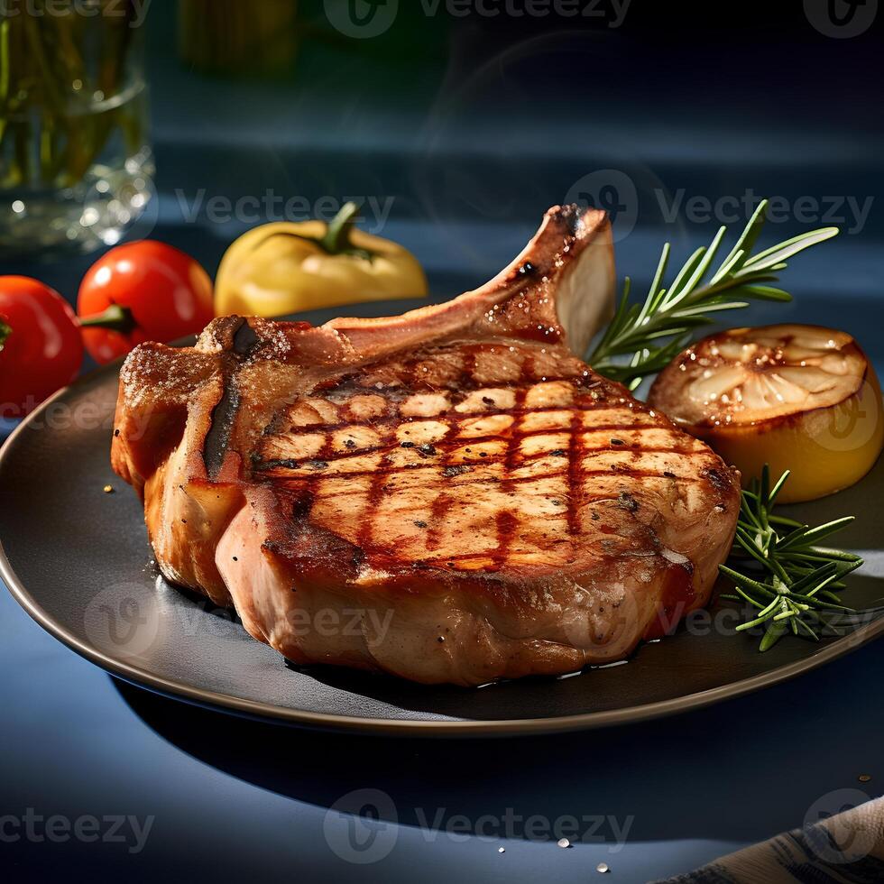 gegrillt Schweinefleisch Koteletts ai generiert foto