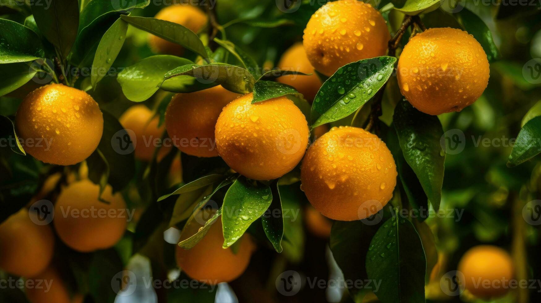 Orangen auf Baum ai generiert foto