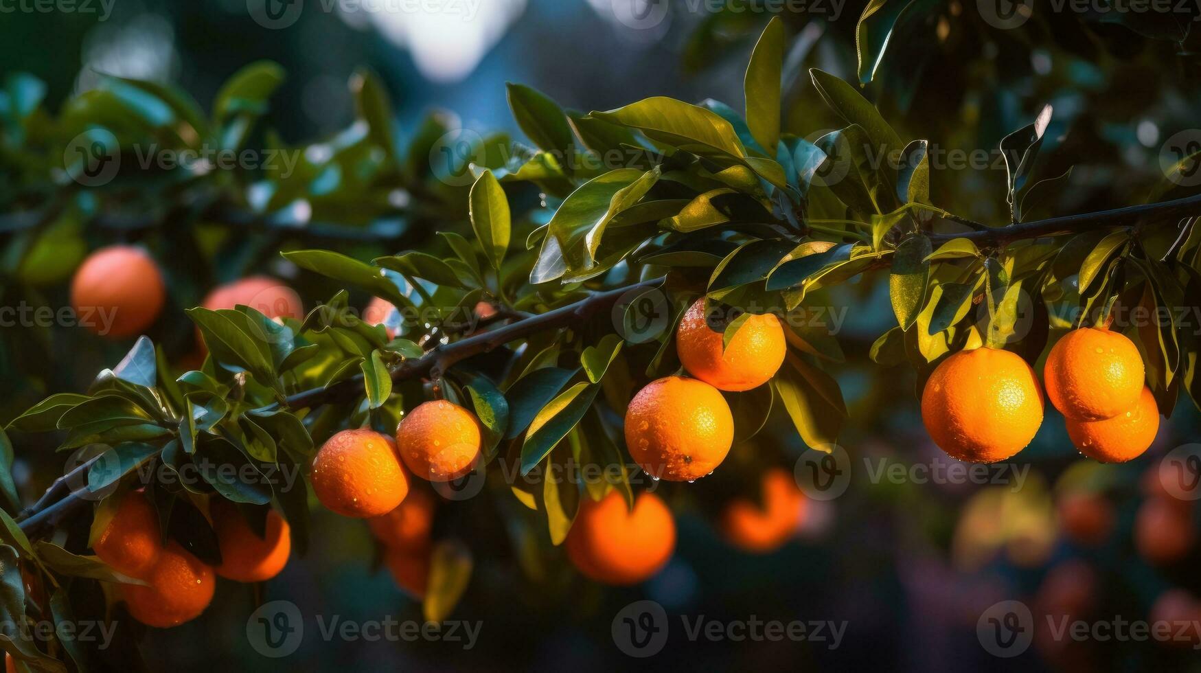 Orangen auf Baum ai generiert foto