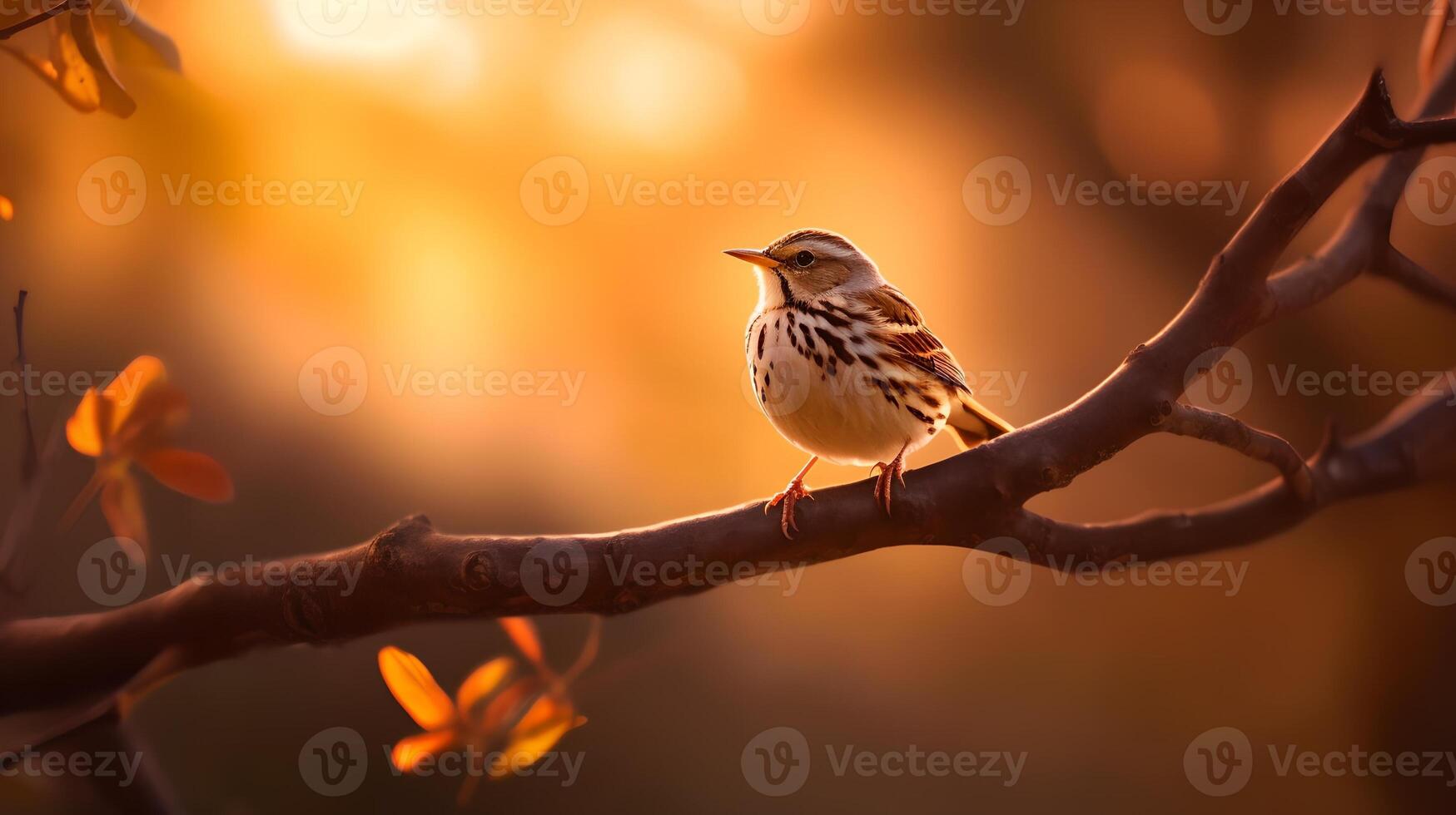 Vogel thront auf ein Baum Ast ai generiert foto