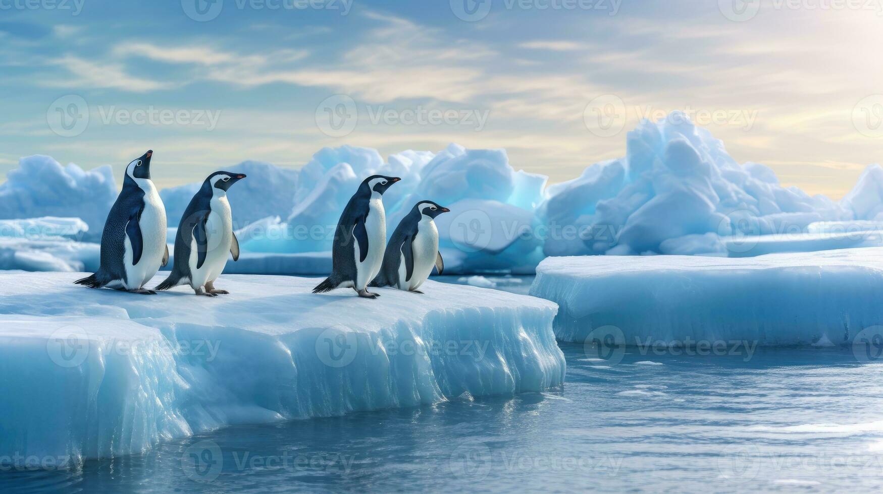 Pinguine auf Eis Scholle ai generiert foto