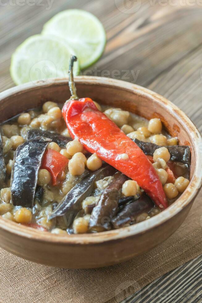 Aubergine und Kichererbse Curry foto