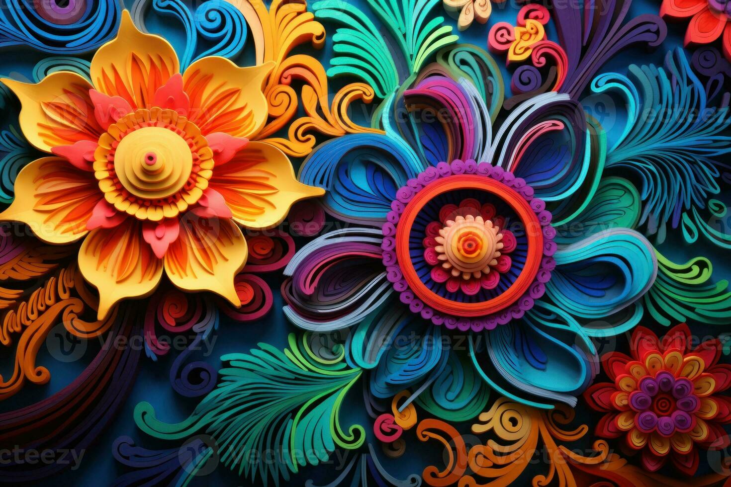 3d Papier Blumen lebendig Hintergrund foto