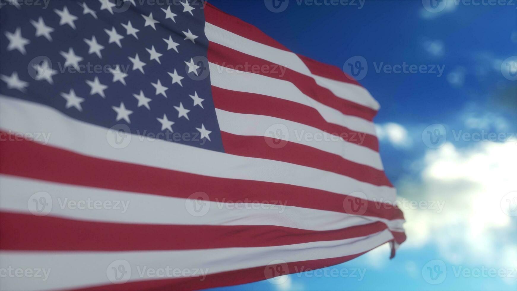 schön amerikanisch Flagge winken im schleppend Bewegung. Patriotismus Konzept. 3d Illustration foto